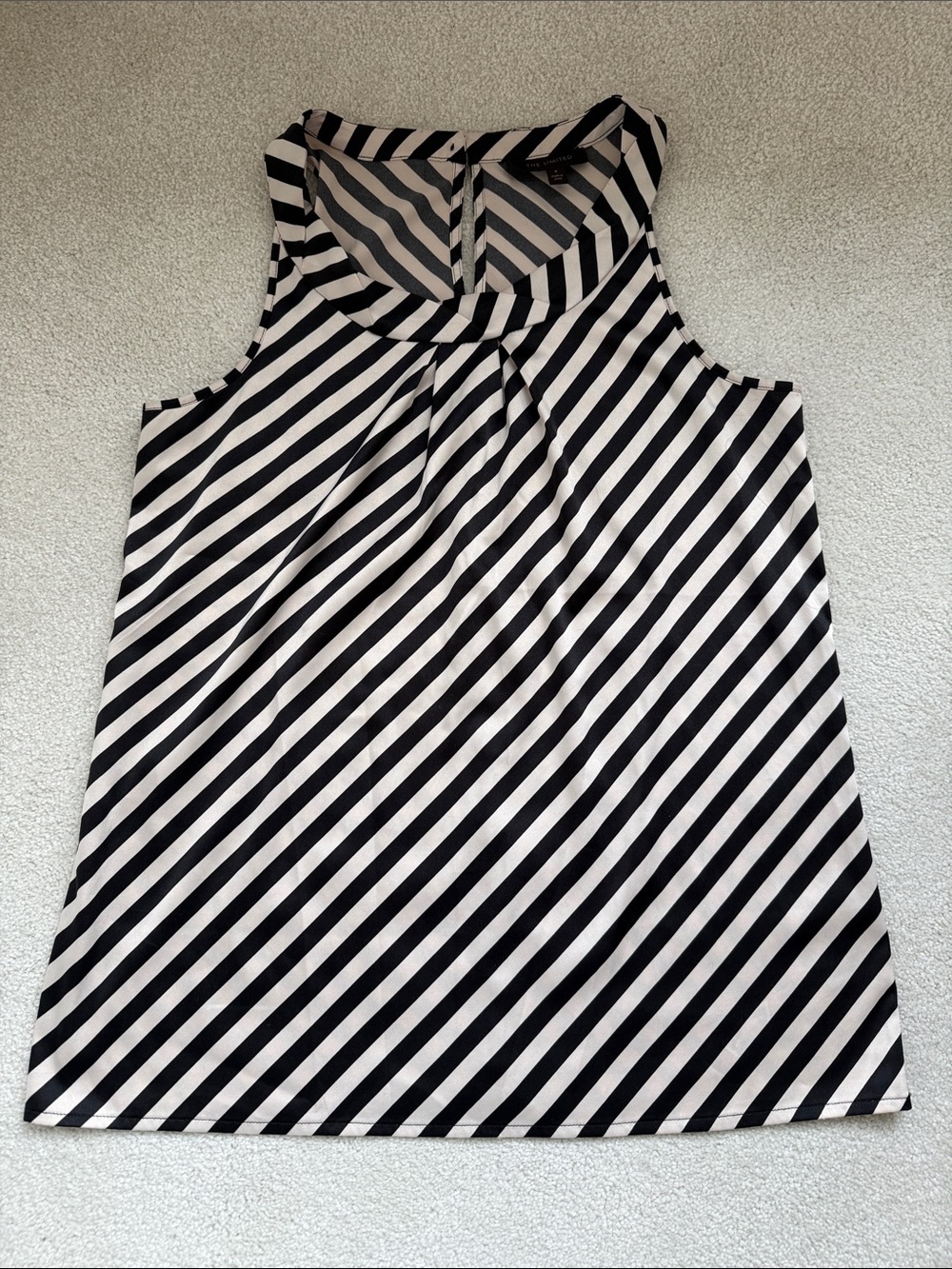 The Limited Black and White Diagonal Stripe Tank Top